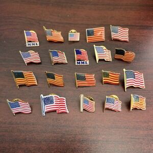 Lot Of 20 United States Of America USA Flags Lapel Hat Pins F1